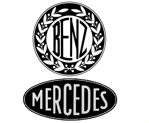 Benz och Mercedes gamla logotyper.